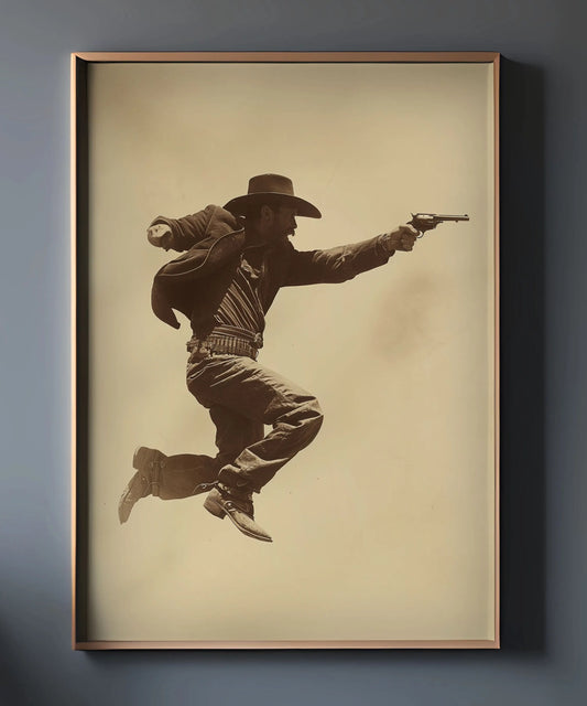Cowboy Duel Wall Art (1 of 2) – Face Off Western Print for Bar or Man Cave
