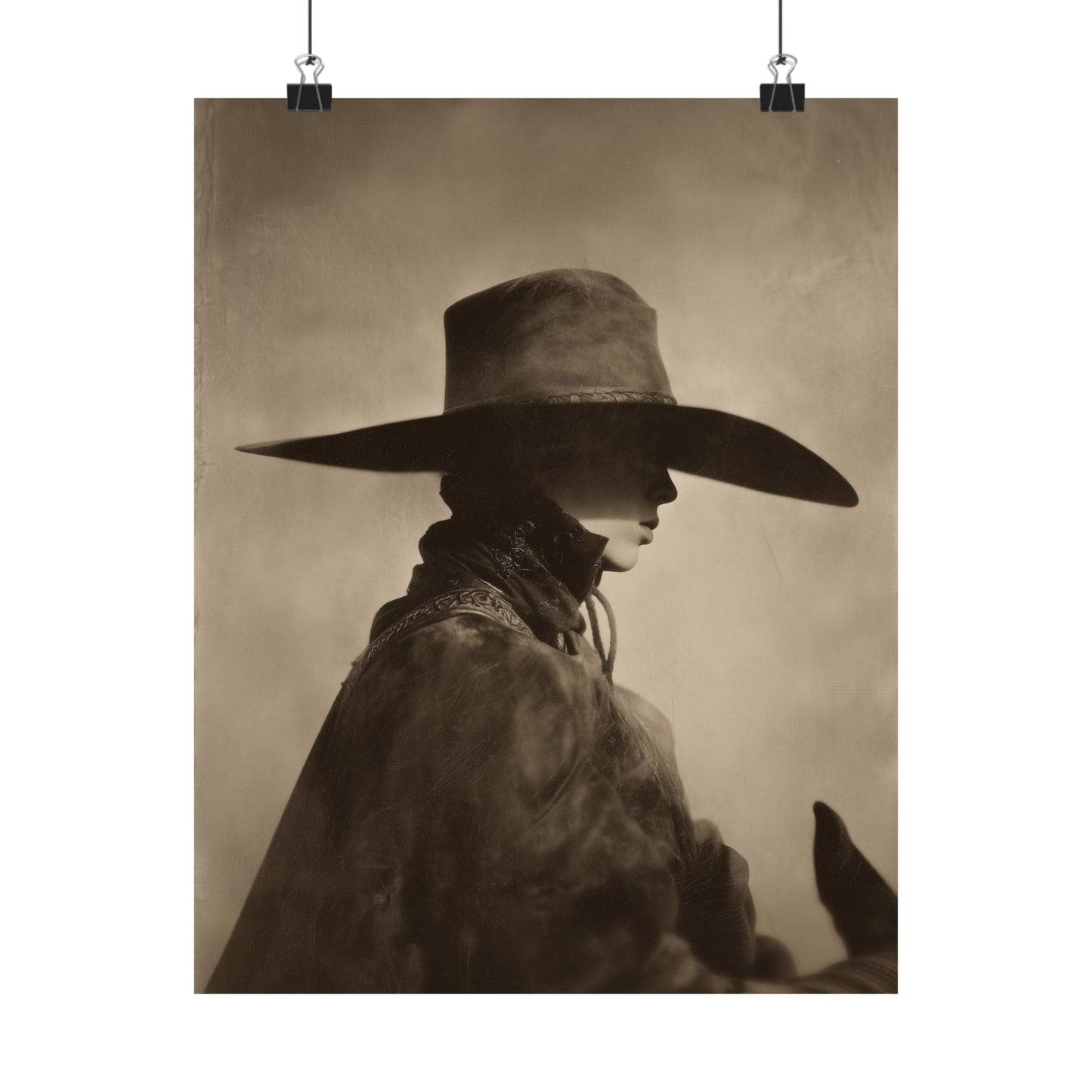 LEAN cowboy wall art shown in a styled interior