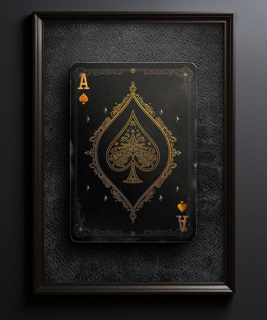 Ace of spades on black leather