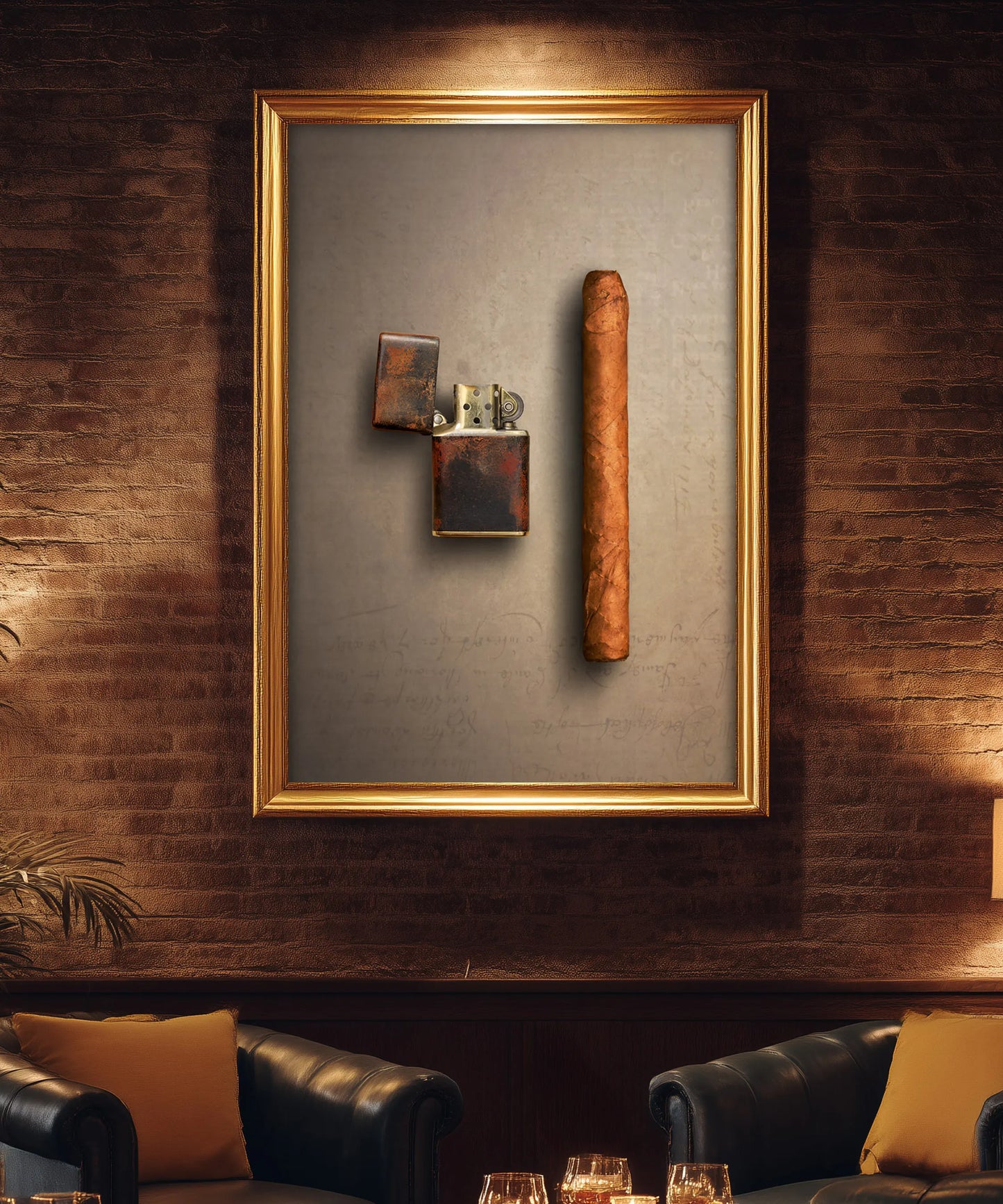 PAIR / cigar and lighter - match