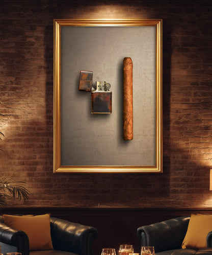 PAIR / cigar and lighter - match