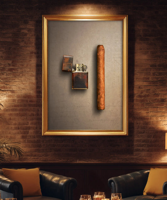 PAIR / cigar and lighter - match