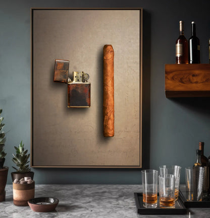 PAIR / cigar and lighter - match