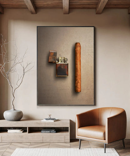 PAIR / cigar and lighter - match