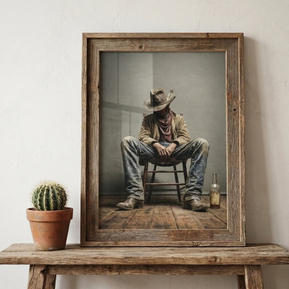 RYE rustic cowboy print displayed beside a cactus