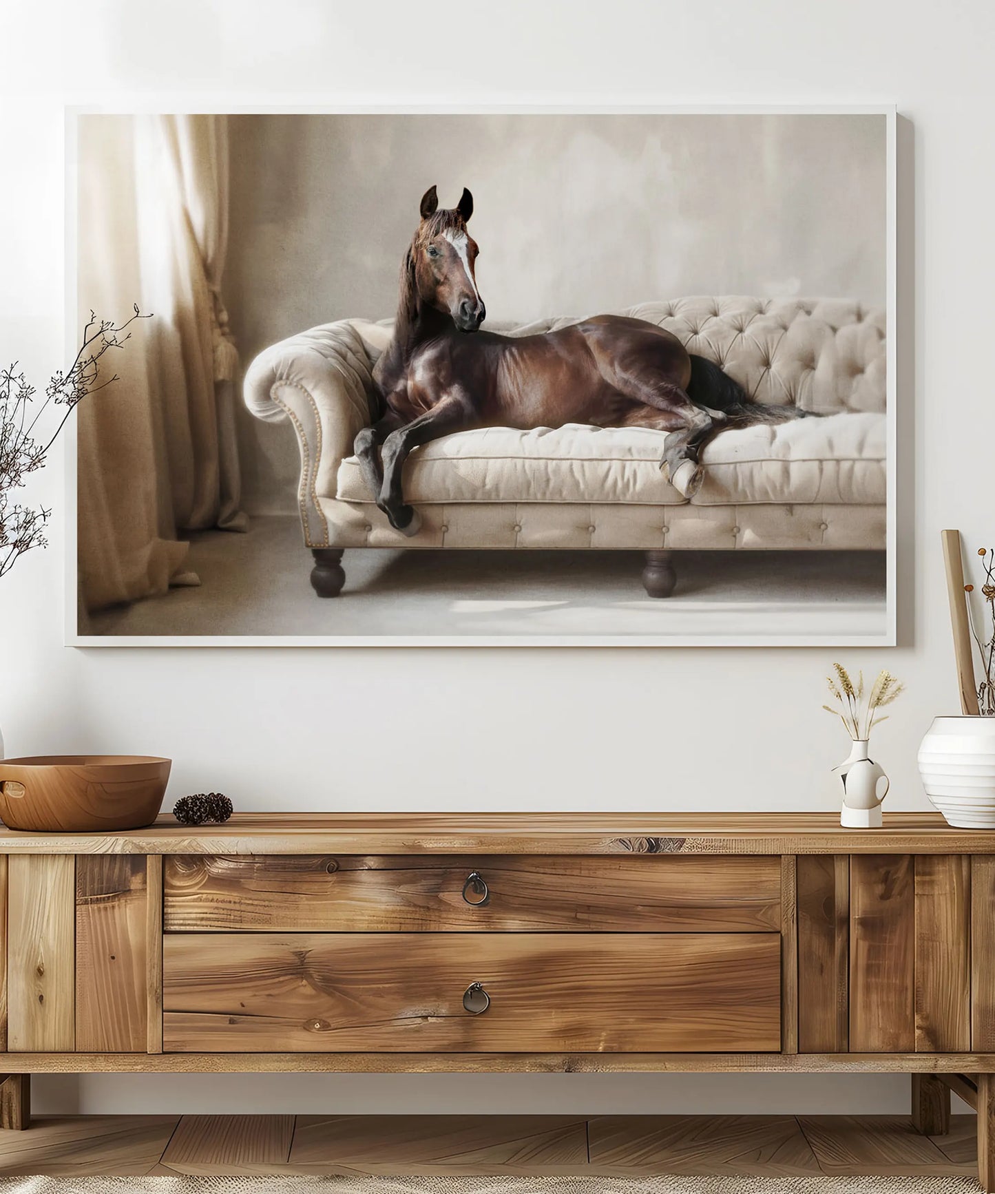 Horse on sofa (landscape)