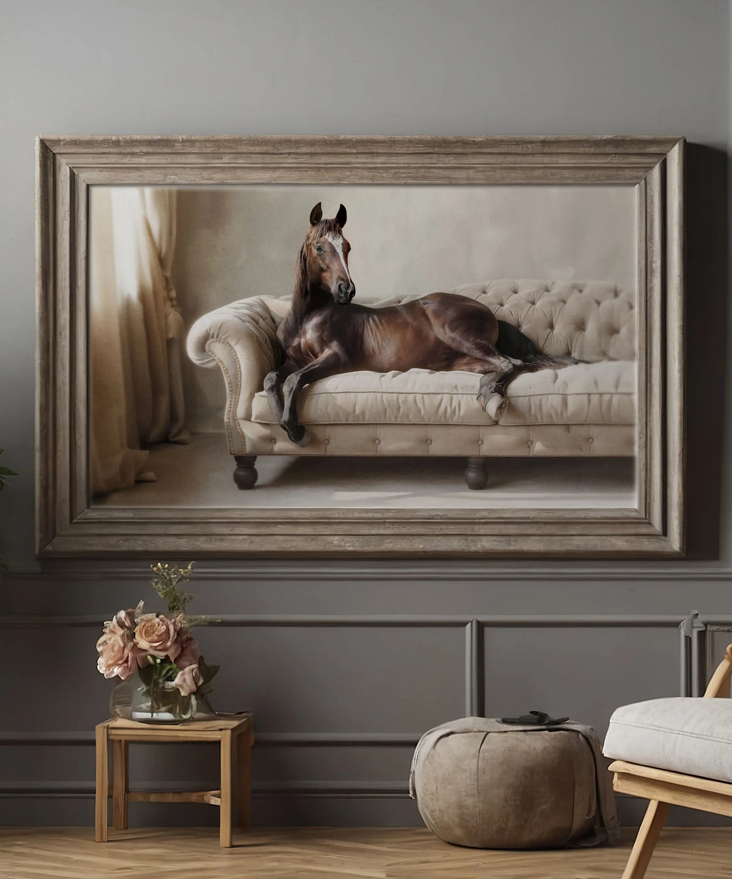 Horse on sofa (landscape)