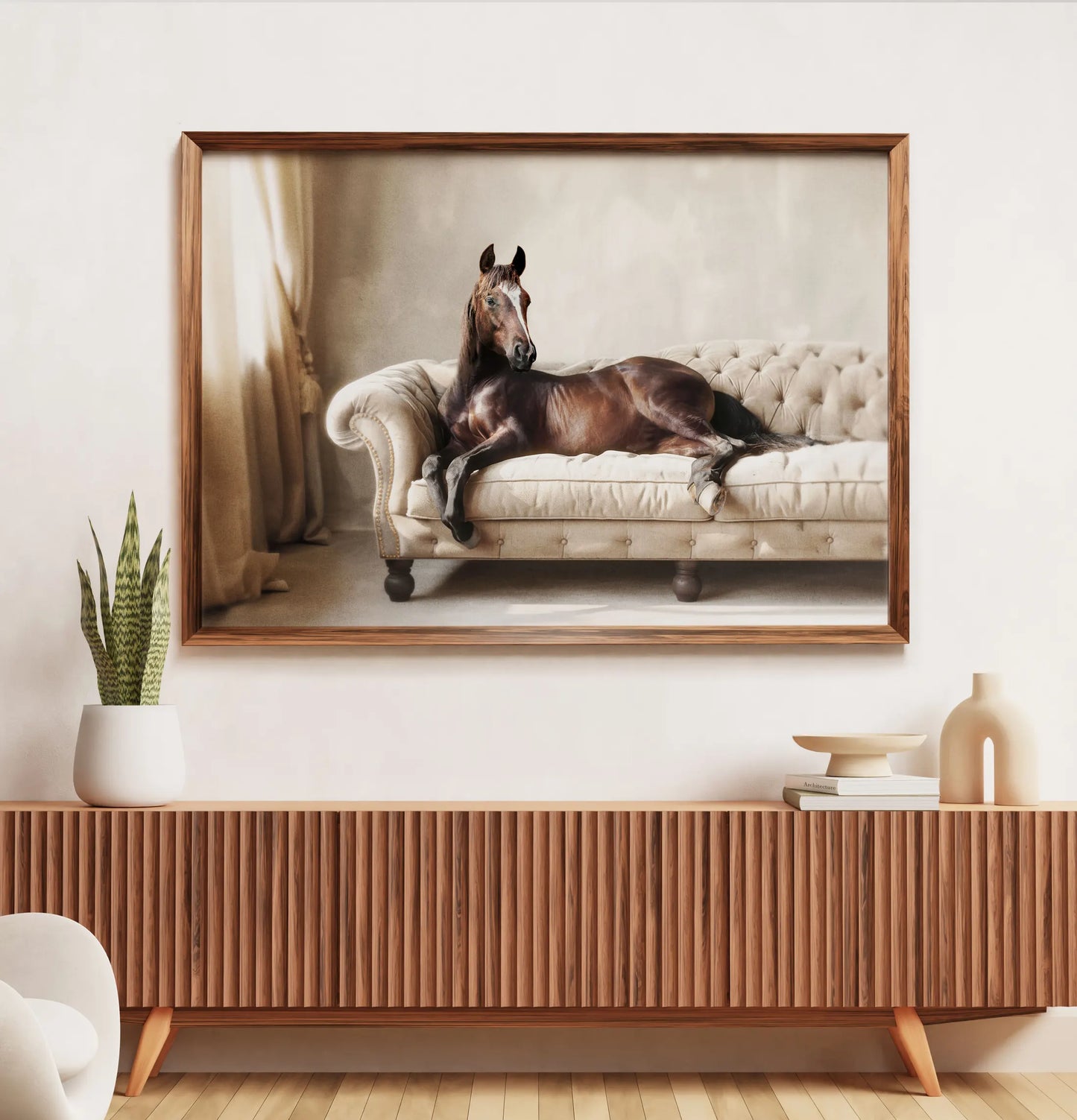 Horse on sofa (landscape)