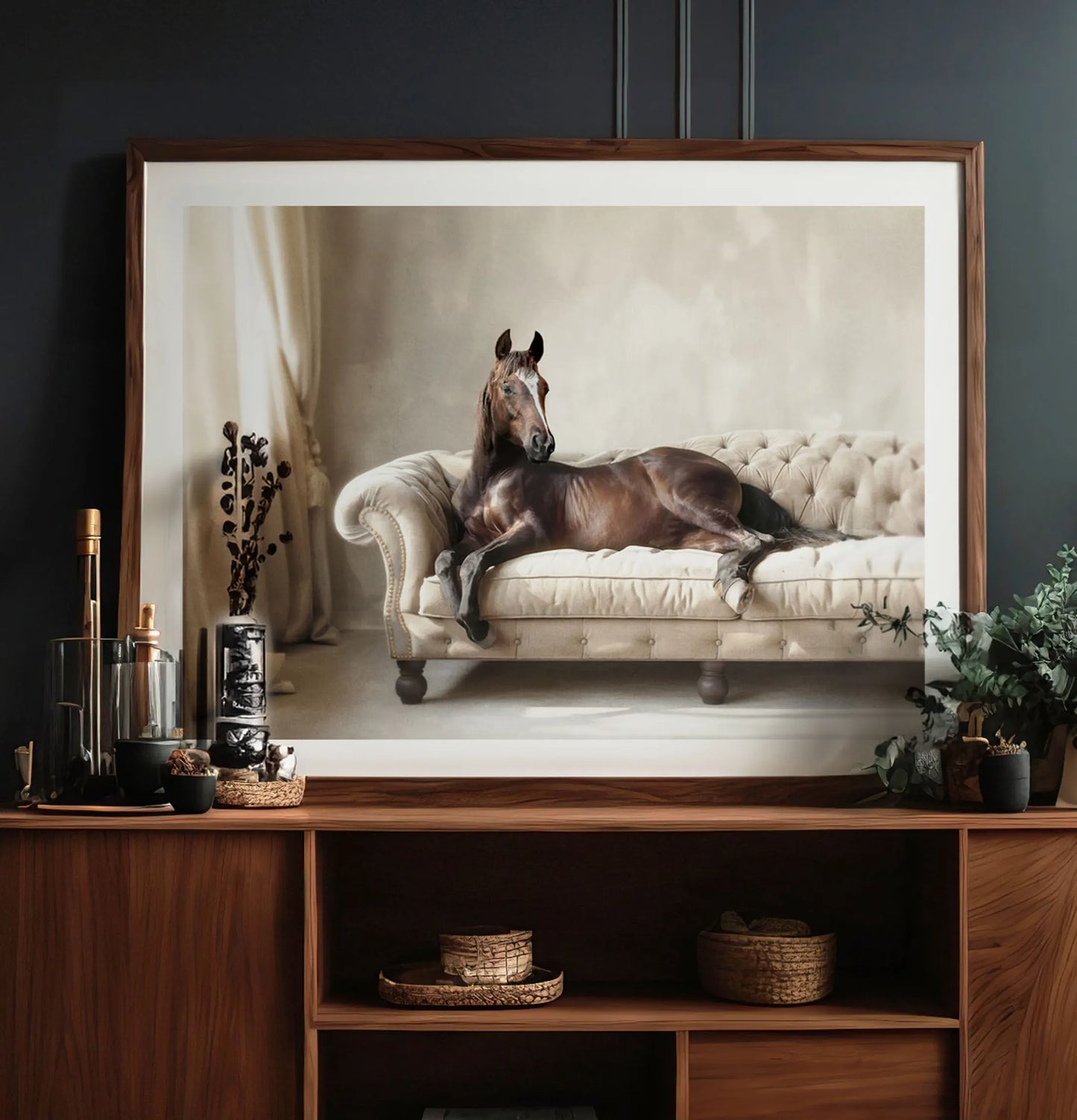 Horse on sofa (landscape)