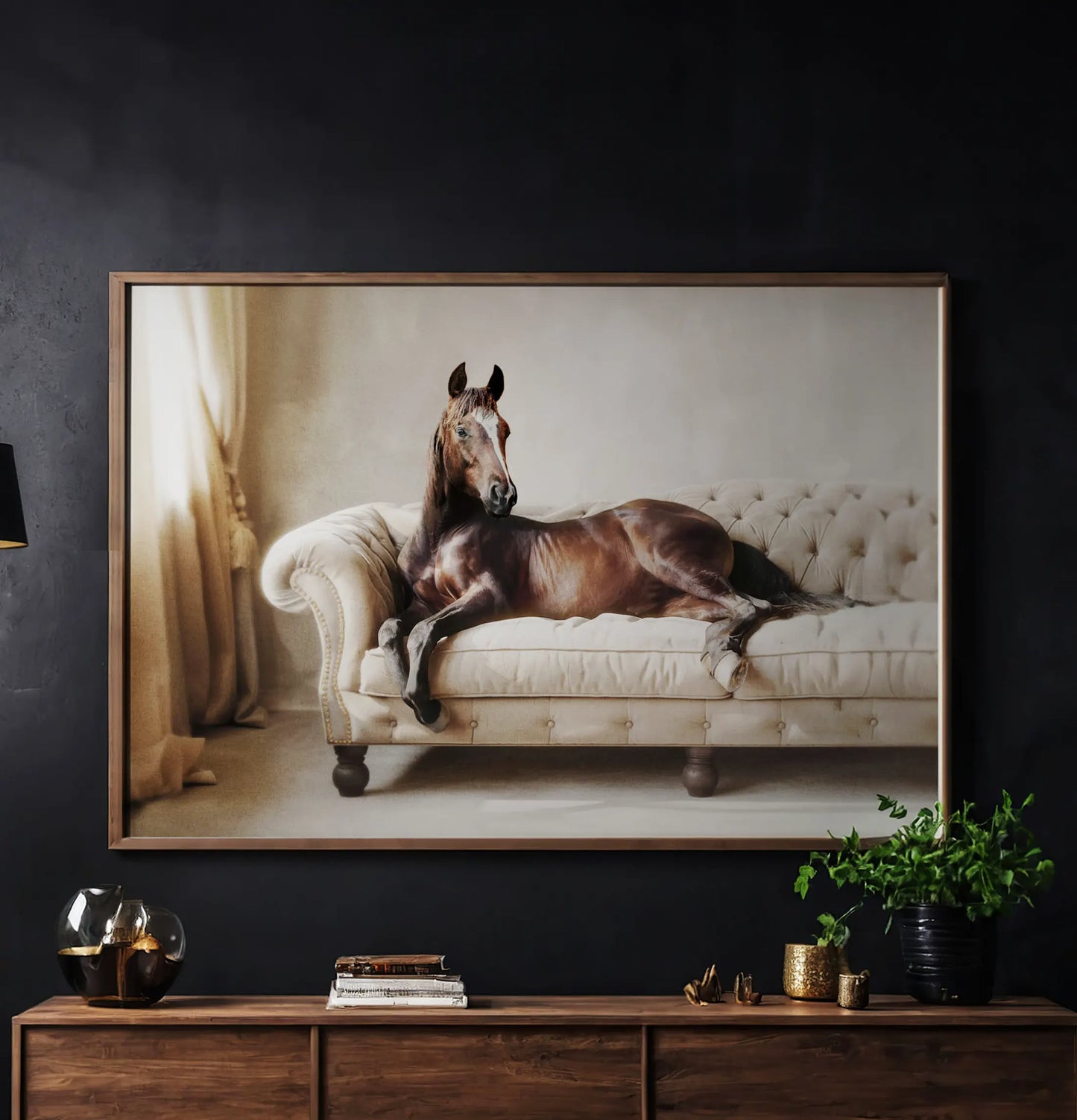 Horse on sofa (landscape)