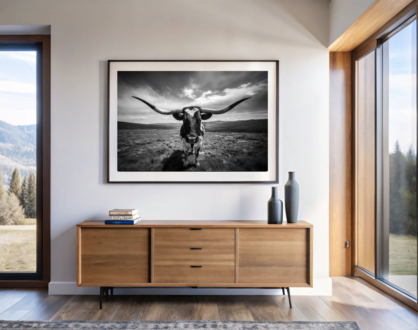 BY THE HORNS texas wall art display mockup