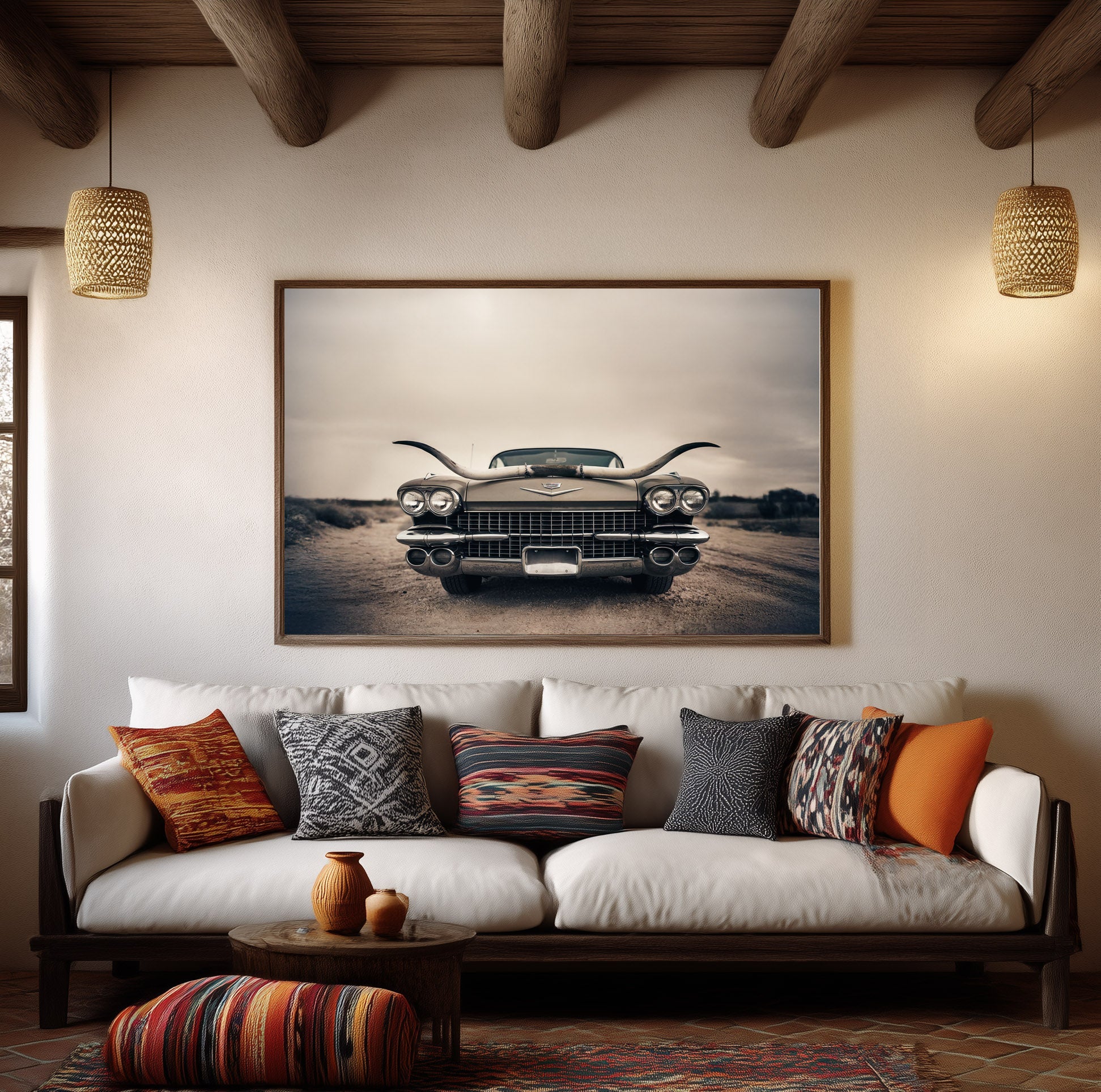 CADDY western wall art shown in a styled interior