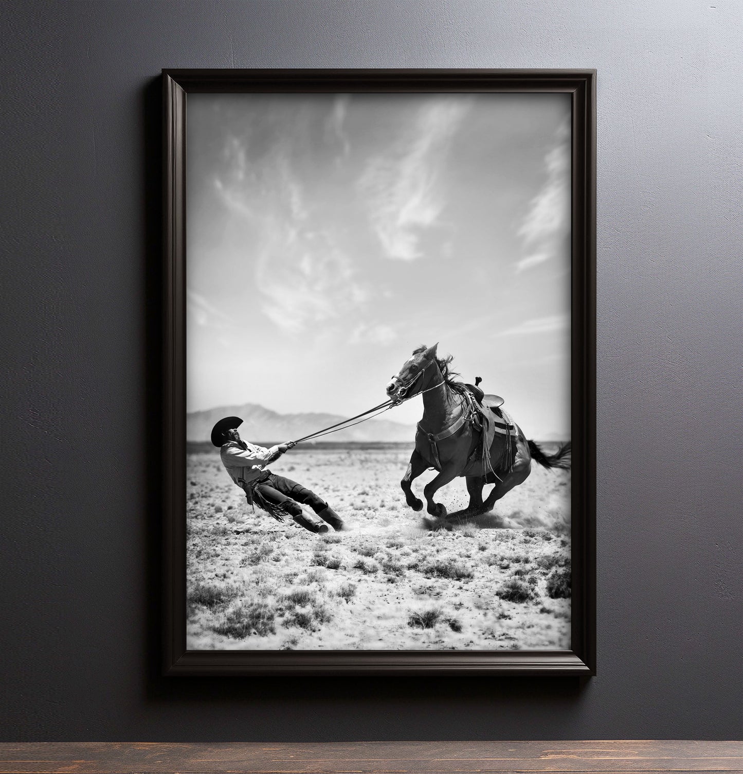 EASY NOW horse wall art shown in a styled interior