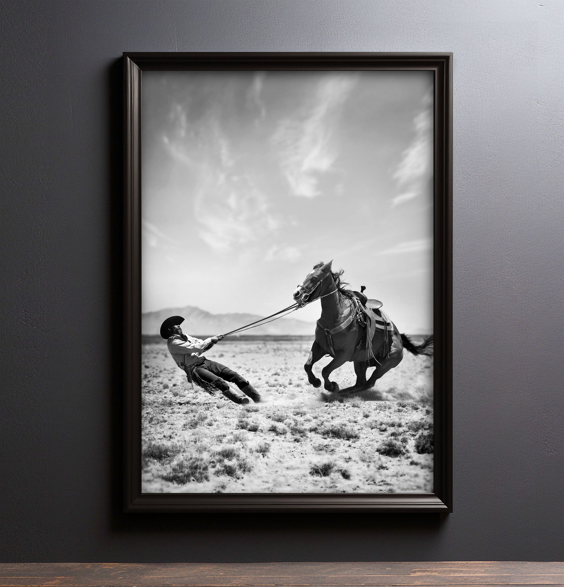 EASY NOW horse wall art shown in a styled interior