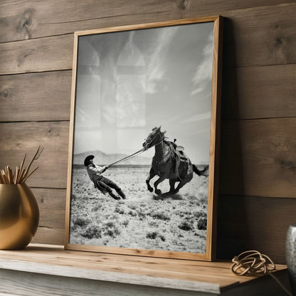 Framed view of EASY NOW horse wall art