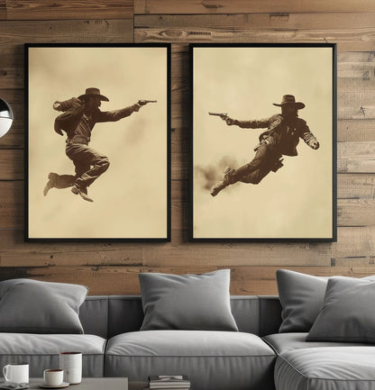 Cowboy Duel Wall Art (2 of 2) – Face Off Western Print for Bar or Man Cave