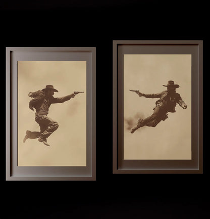 Cowboy Duel Wall Art (1 of 2) – Face Off Western Print for Bar or Man Cave