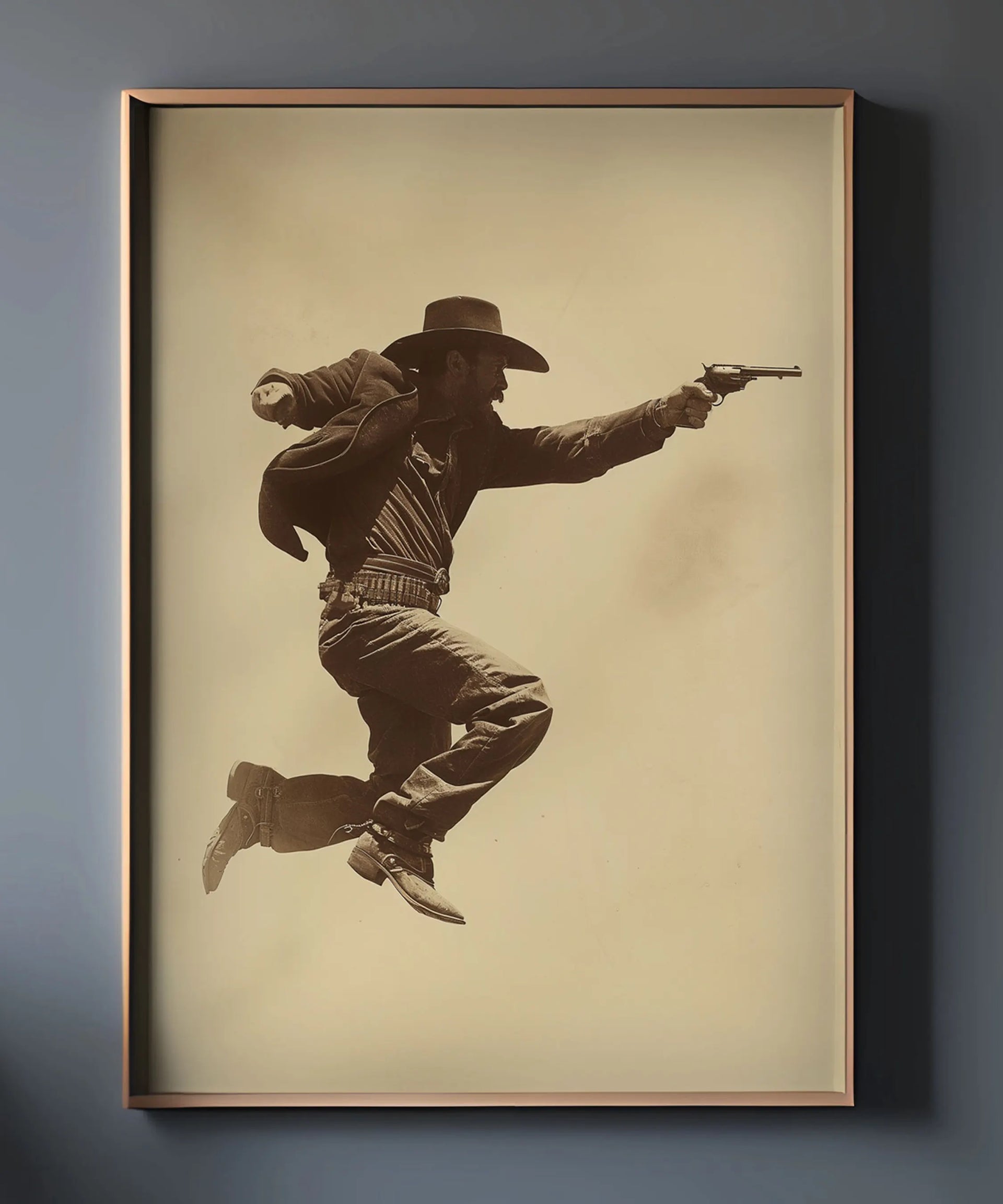 アート・デザイン・音楽 Dieter Blum COWBOYS The First Shooting Cowboy Duel Wall Art (1 of 2) – Face Off Western Print for Bar or