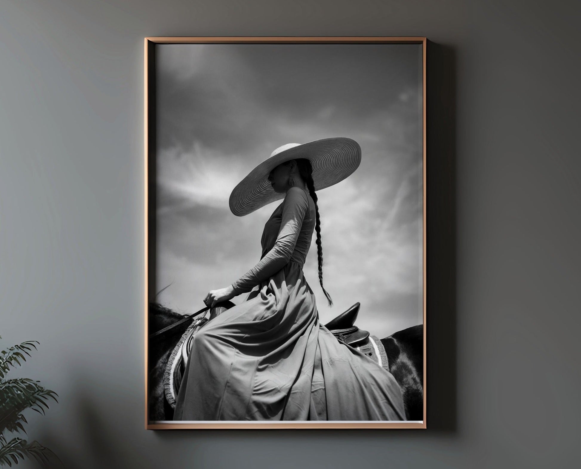 Framed view of FLOPPY HAT cowgirl wall art