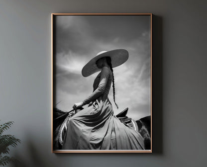 Framed view of FLOPPY HAT cowgirl wall art