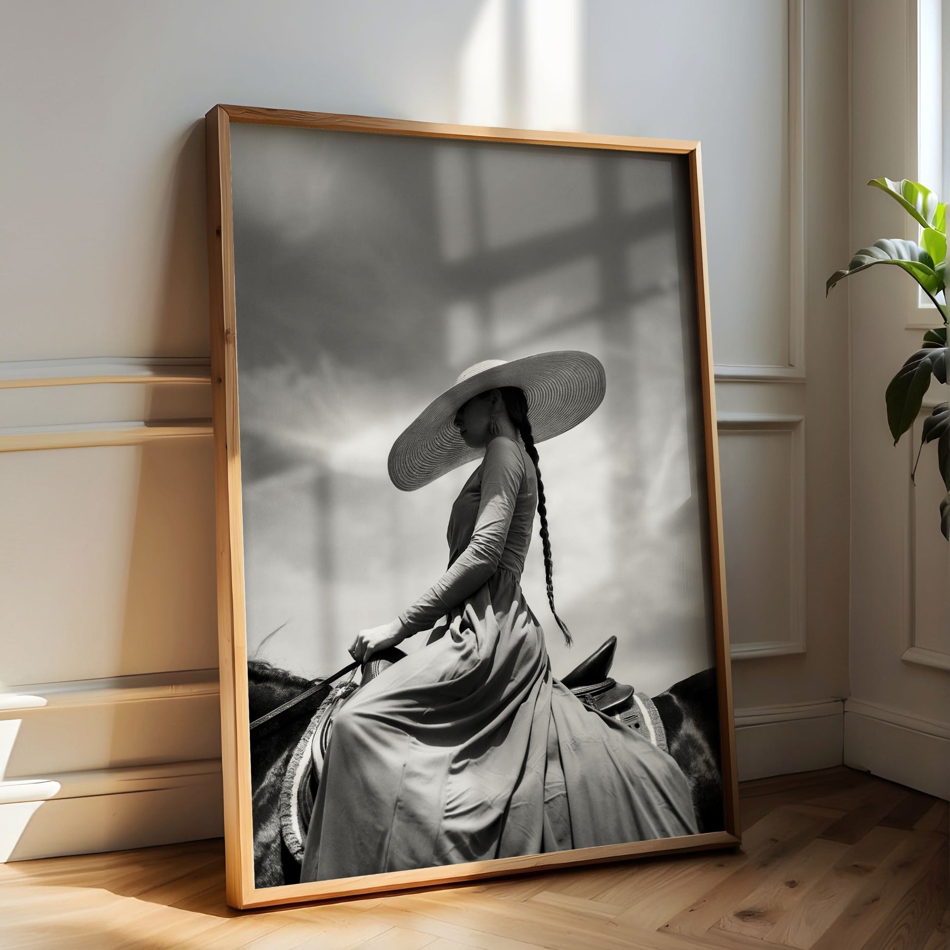 Close-up detail of FLOPPY HAT cowgirl wall art