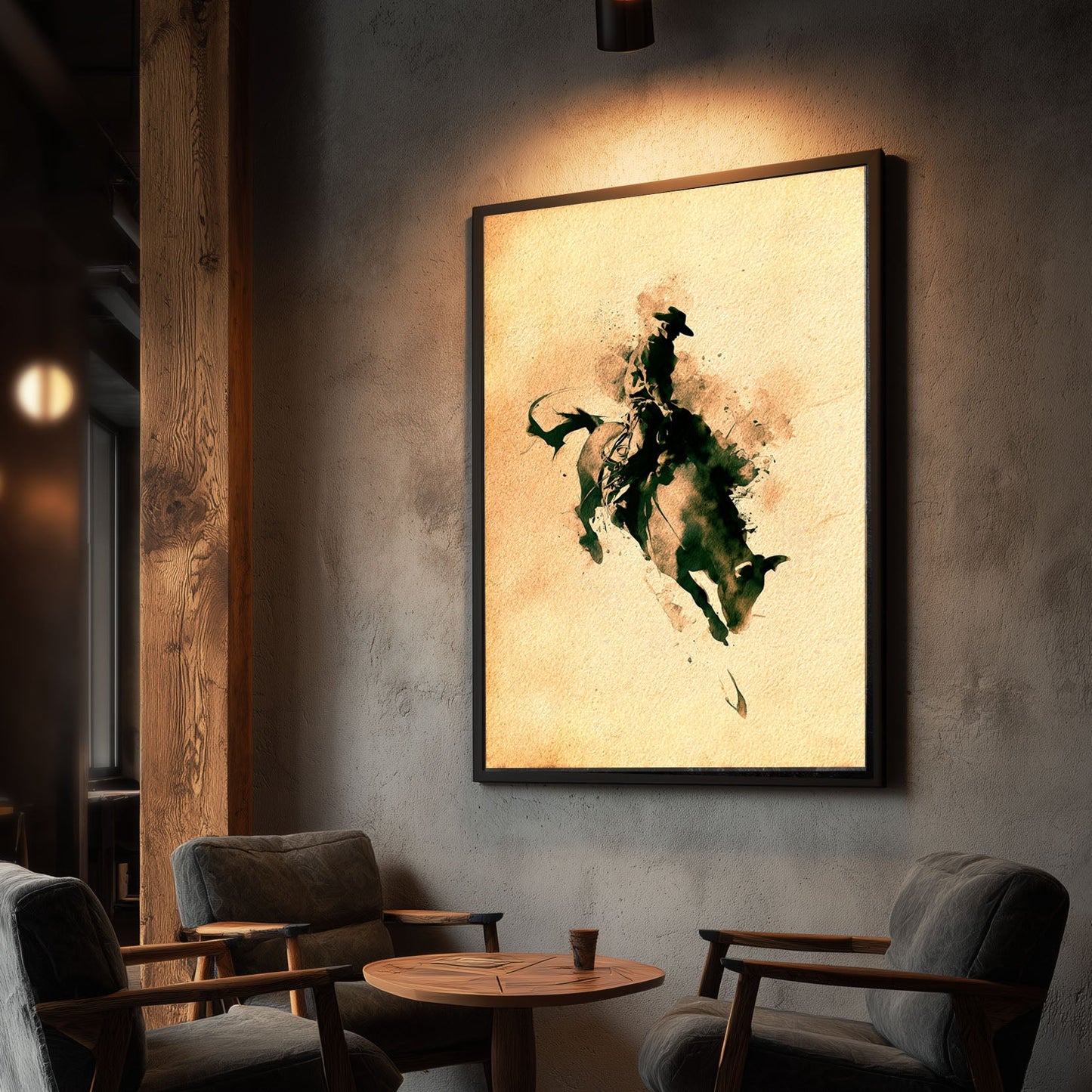 HAMMER cowboy wall art shown in a styled interior