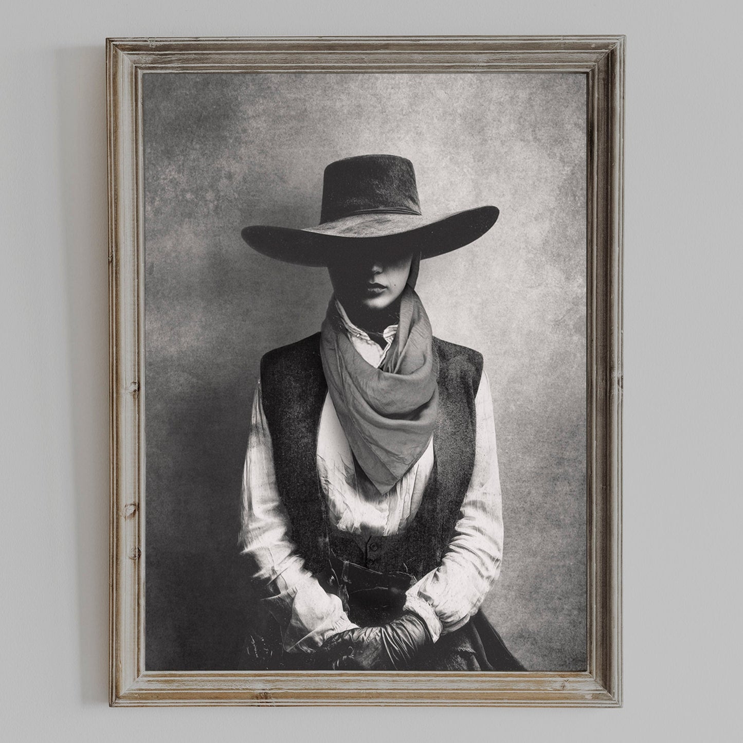 Framed view of JEZ cowgirl wall art
