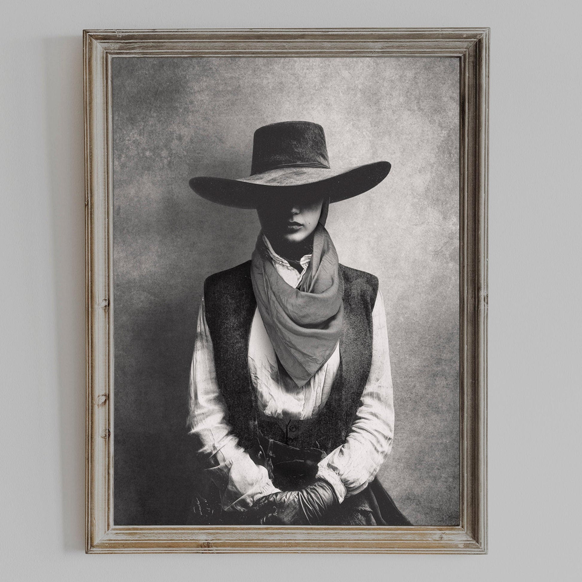 Framed view of JEZ cowgirl wall art