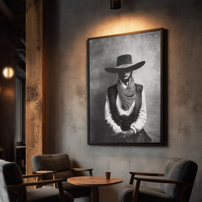 Close-up detail of JEZ cowgirl wall art