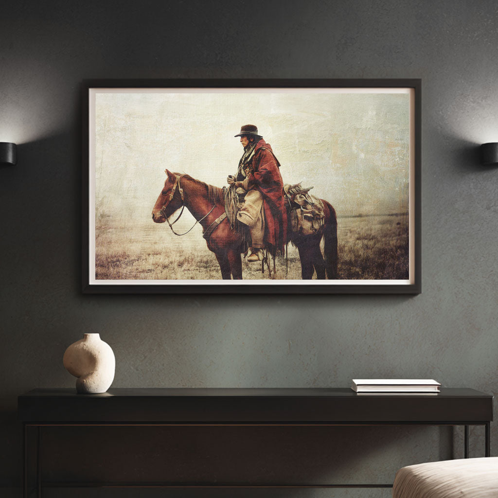 Framed view of THE PAINTED TRAVELER horse wall art