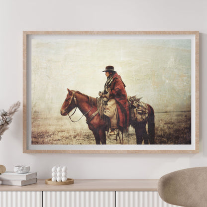 Close-up detail of THE PAINTED TRAVELER horse wall art