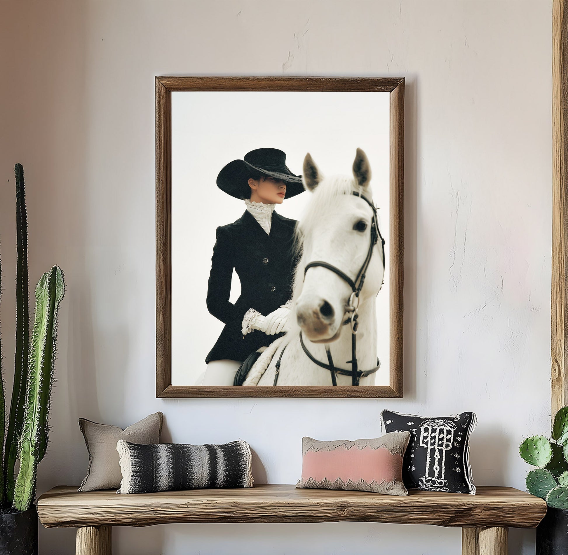 POSTURE cowgirl wall art shown in a styled interior