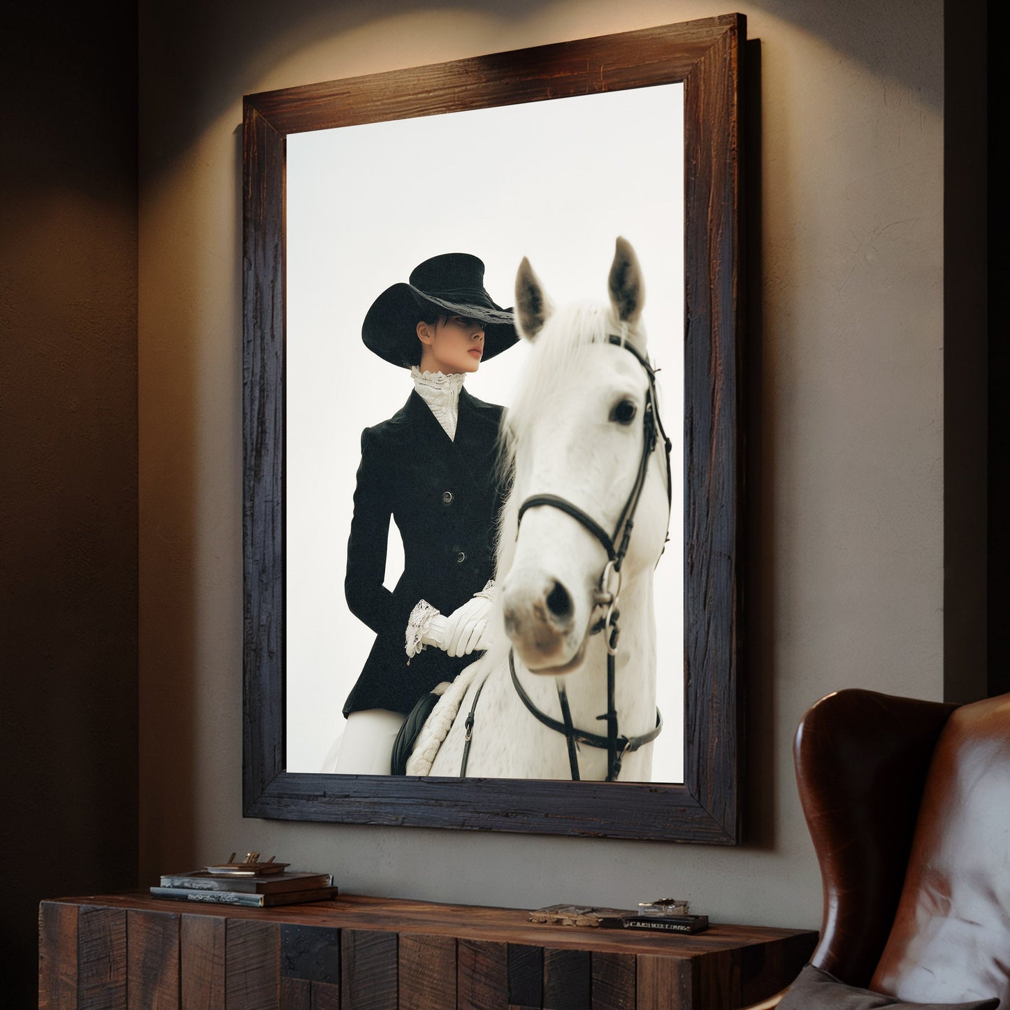 Close-up detail of POSTURE cowgirl wall art