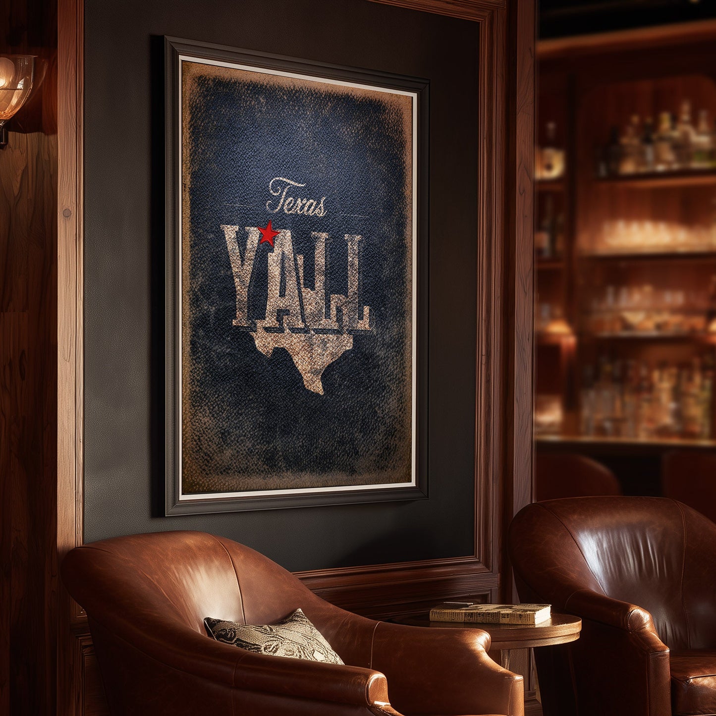 Framed view of TEXAS Y'ALL texas wall art