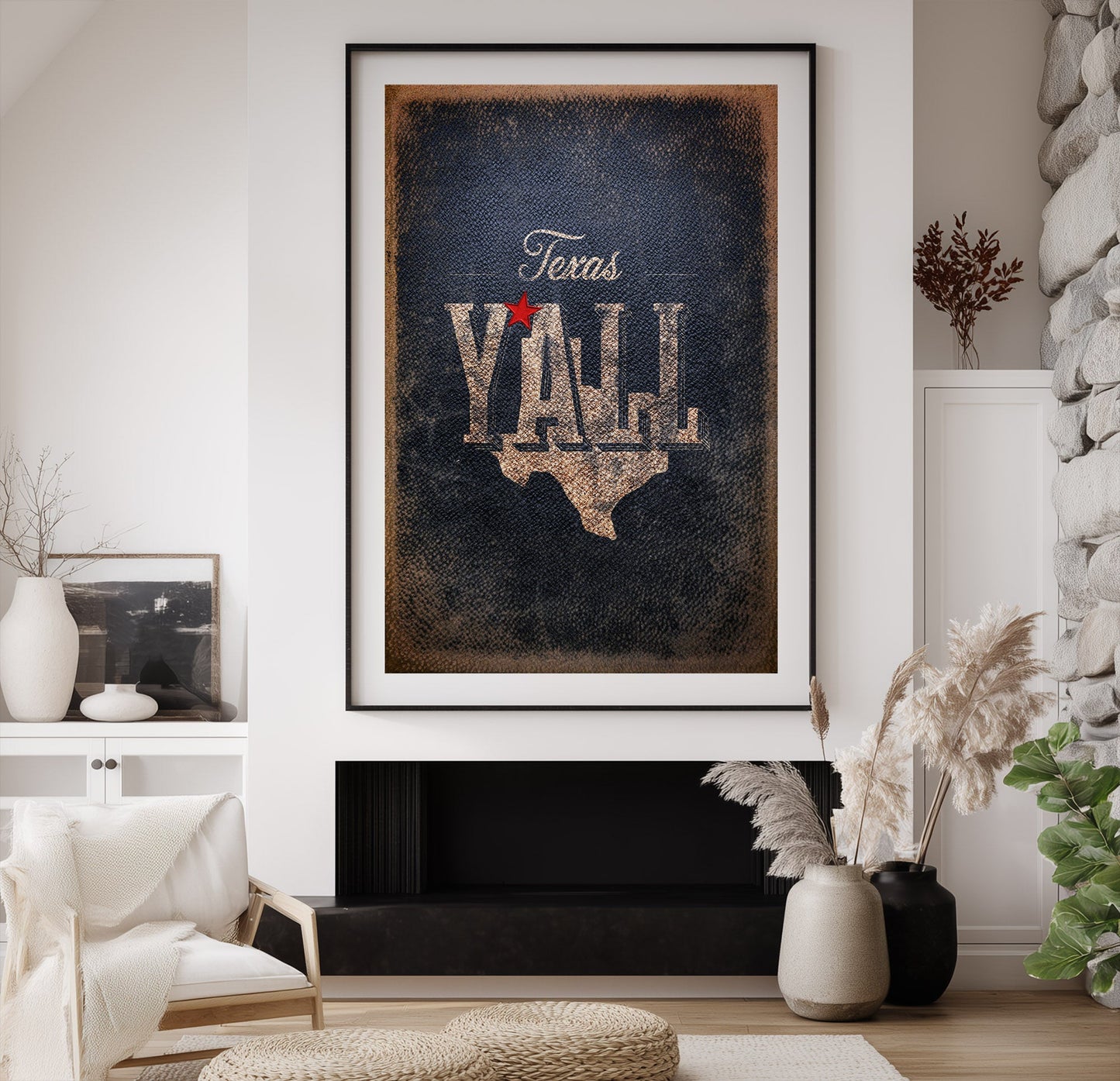 Close-up detail of TEXAS Y'ALL texas wall art